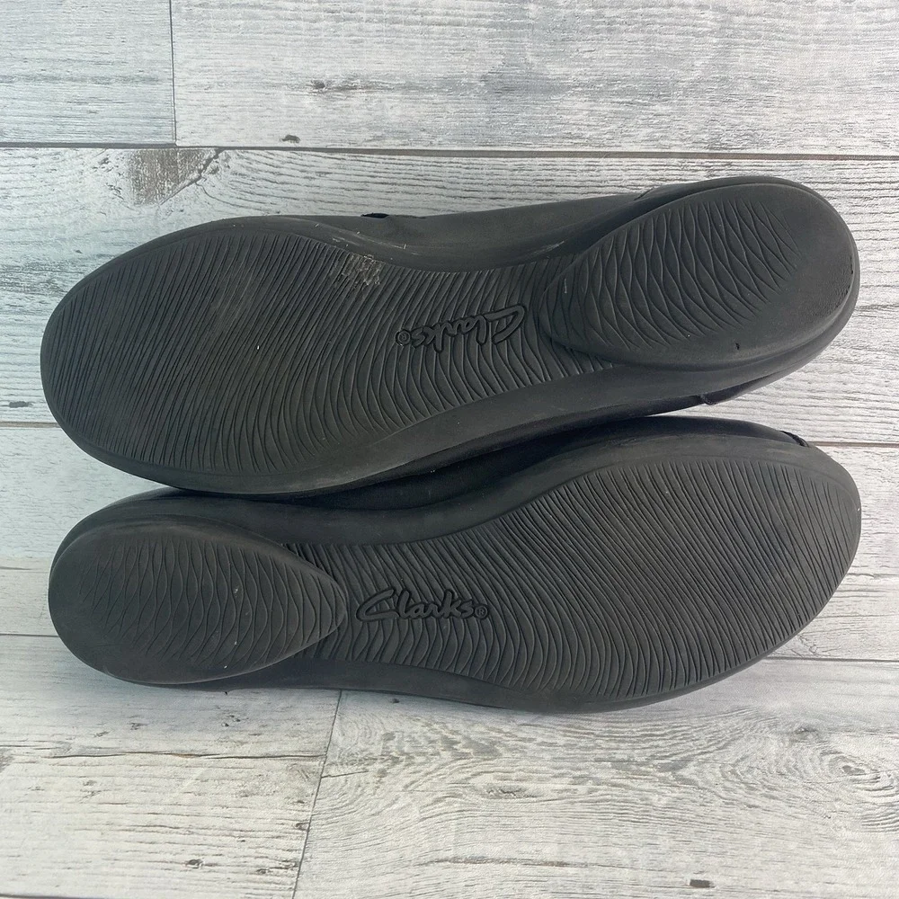 Clarks Gracelin Gemma Shoes Womens 9.5 Wide Black Leather Comfort Classic Flats